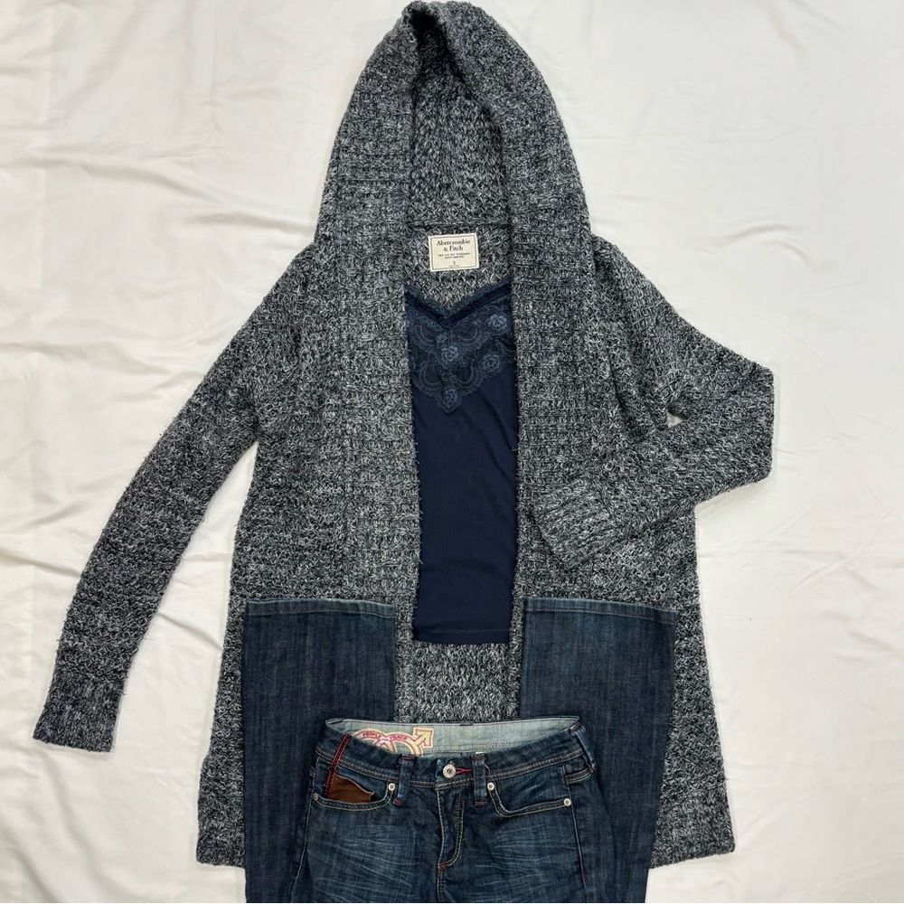Abercrombie & Fitch Gray Hooded Cardigan